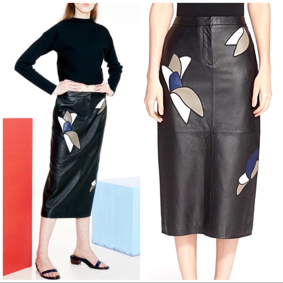 Leather Appliqué Midi Skirt - Picture 1 of 7